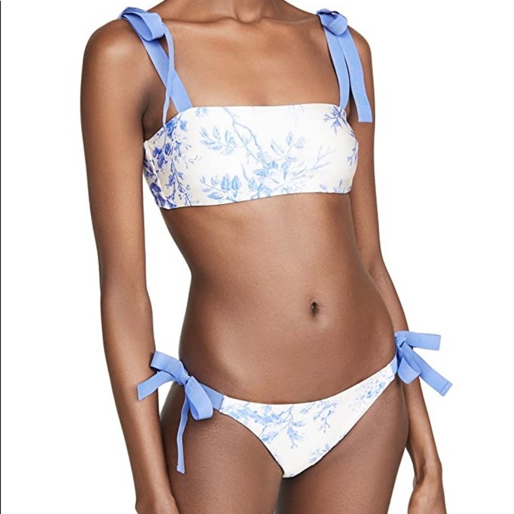 RARE Zimmerman Verity Tie Bandeau Bikini Set, Blue & White, Size 6
